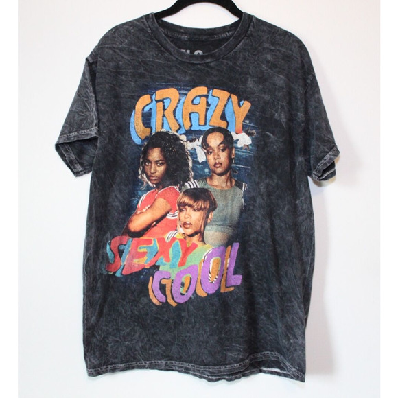 TLC Crazy Sexy Cool Band T-shirt Black Acid Wash Short Sleeve Tee Large H14082 - Picture 2 of 7